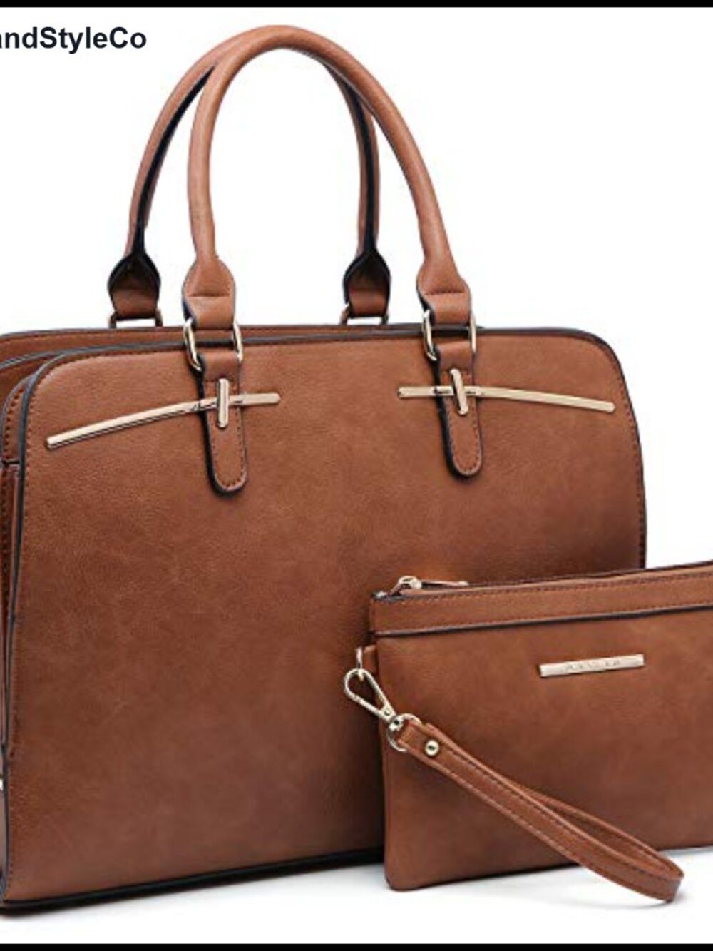 Vegan Leather Satchel Tote 2pc Set with Wallet, Crossbody Shoulder Bag